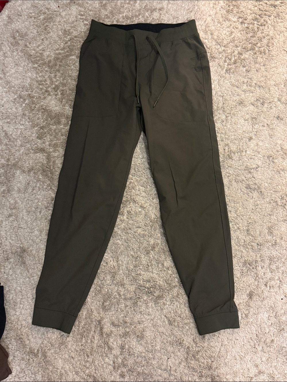 Men's lululemon Olive Green Jogger Pants - Casual Drawstring Trousers (size med)